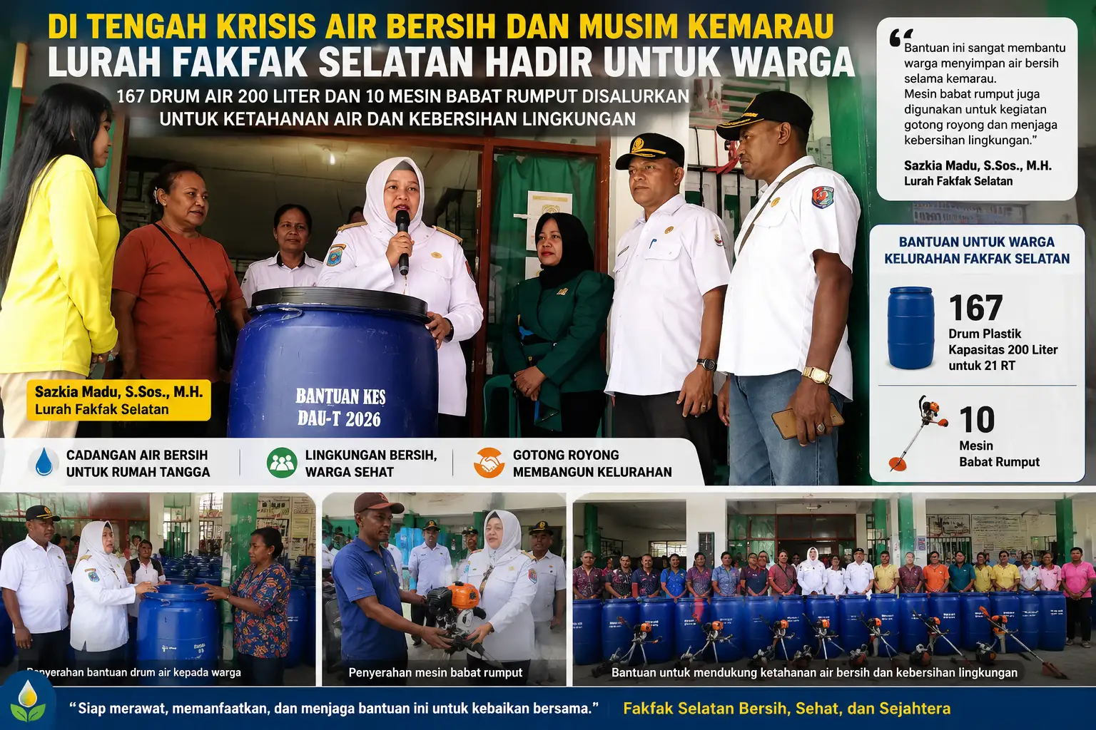 Lurah Fakfak Selatan Gerak Cepat Hadapi Krisis Air Bersih, 167 Drum 200 Liter Disalurkan untuk Warga